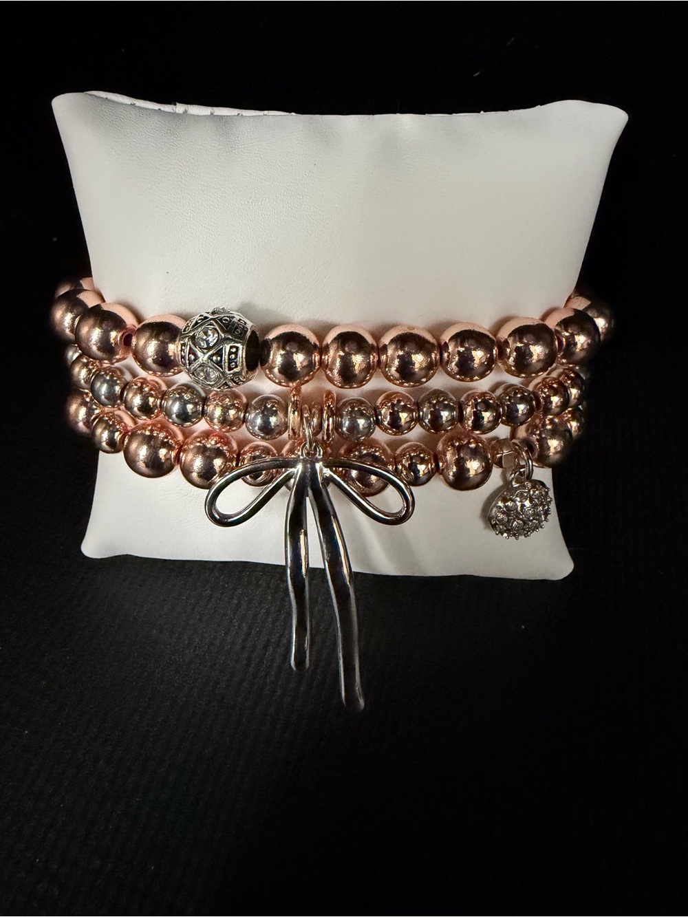 Rose Gold and Silver Hematite Bracelet Stack 7”
